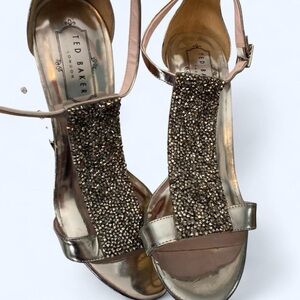 Ted Baker silver and silver embellished high heel sandals   39/8.5